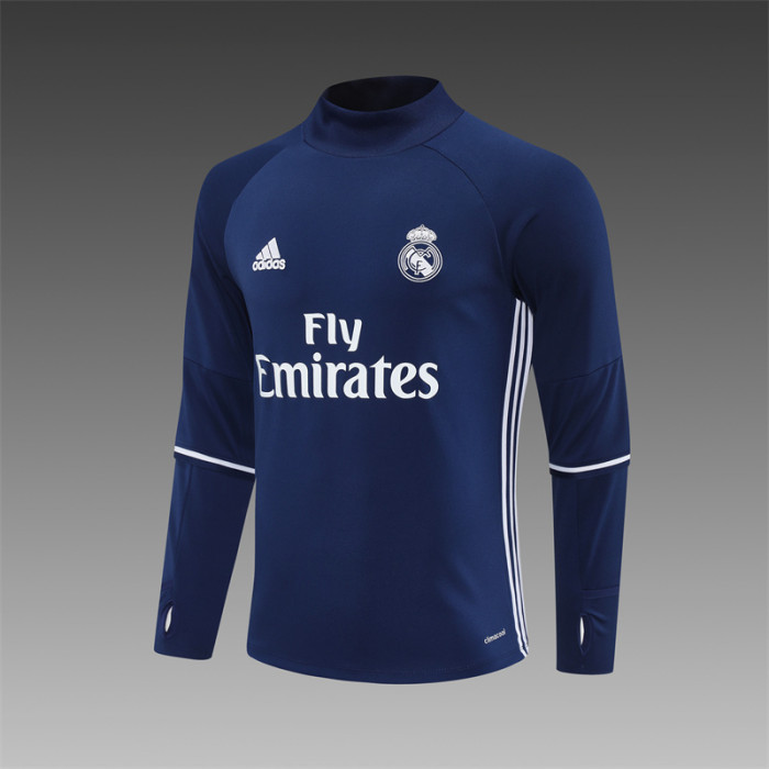 Retro 16/17 Real Madrid Royal Blue Half Zipper Jacket