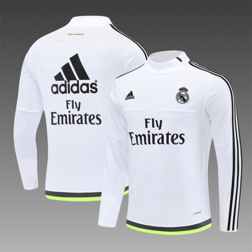 Retro 15/16 Real Madrid White Half Zipper Jacket