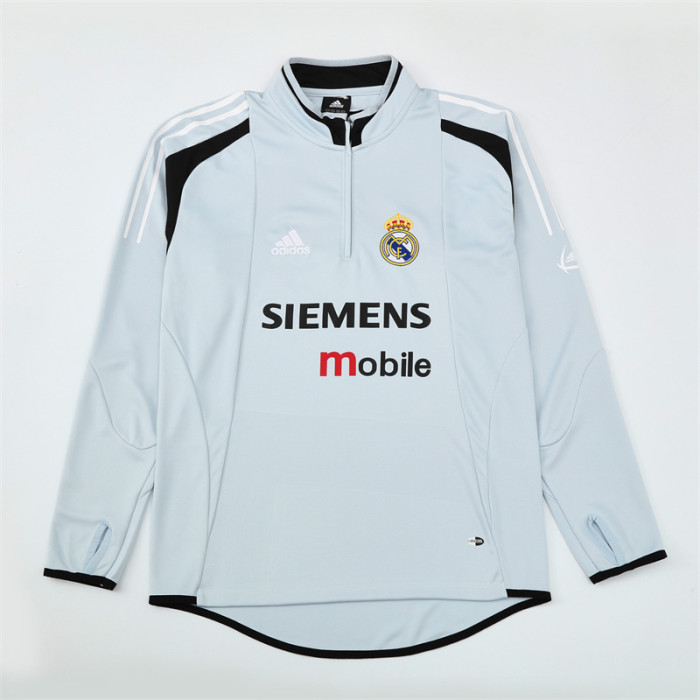 Retro 04/05 Real Madrid Light Grey Half Zipper Jacket
