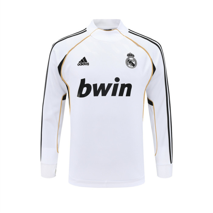 Retro 11/12 Real Madrid White Half Zipper Jacket