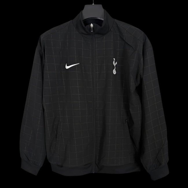 25/26 Tottenham Hotspur Black Grid Windbreaker