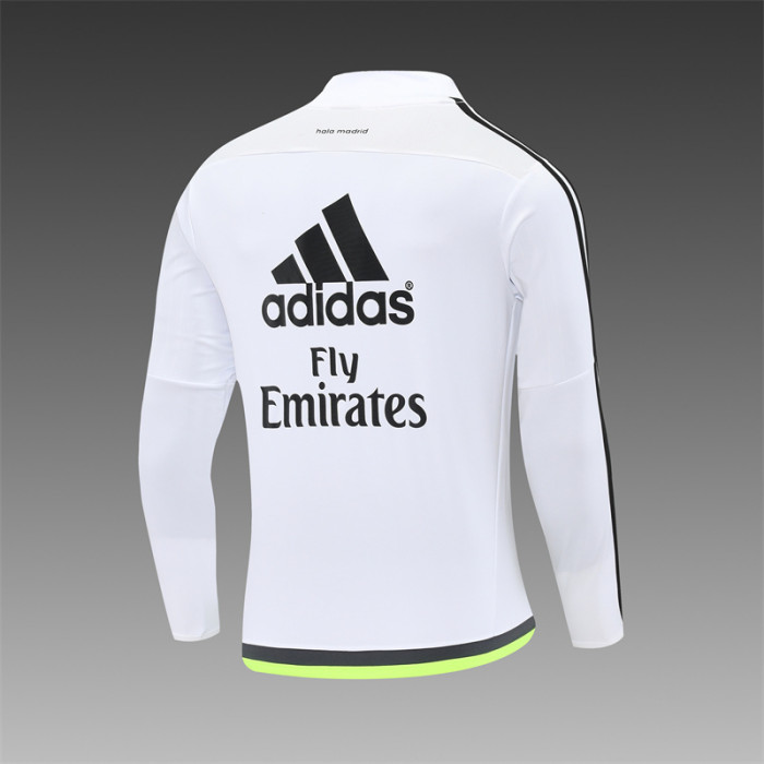 Retro 15/16 Real Madrid White Half Zipper Jacket