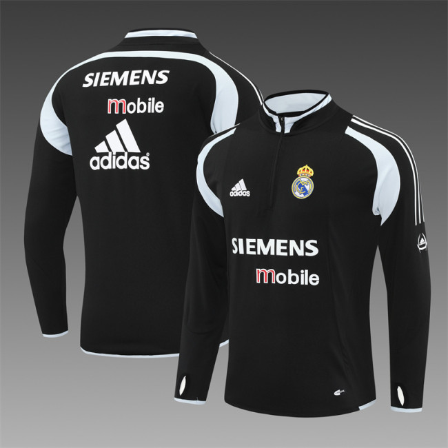 Retro 04/05 Real Madrid Black Half Zipper Jacket