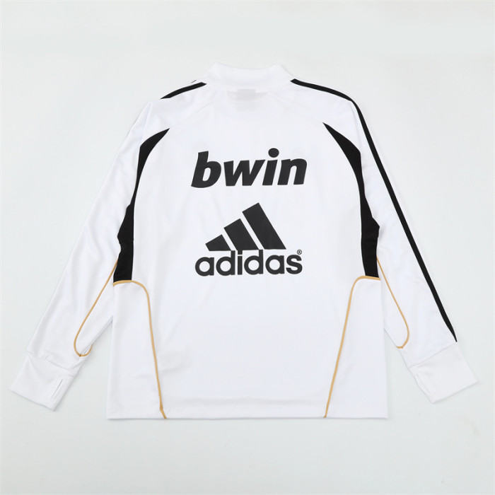 Retro 11/12 Real Madrid White Half Zipper Jacket