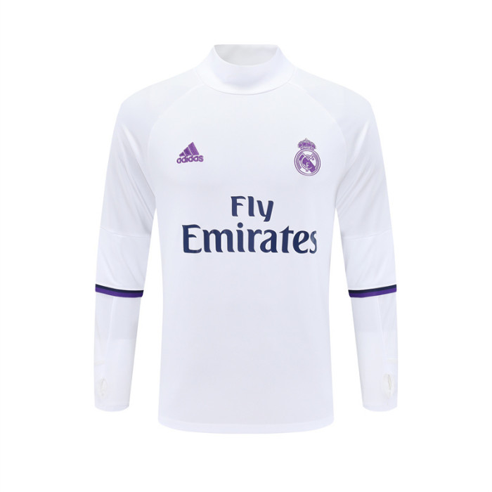 Retro 16/17 Real Madrid White Half Zipper Jacket