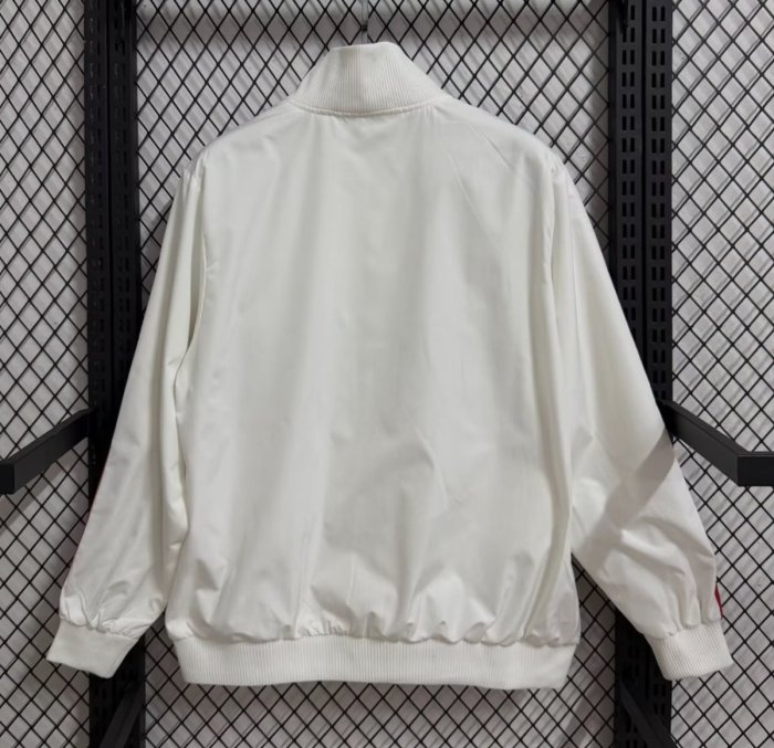 25/26 AC Milan White Red Black  Striped Full Zipper Windbreaker