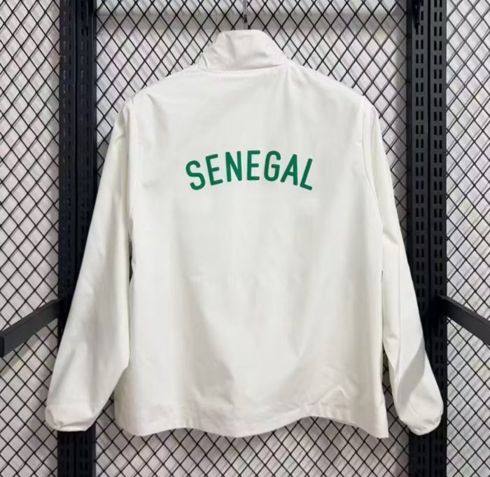 25/26 Senegal White with Green Full Zipper Windbreaker