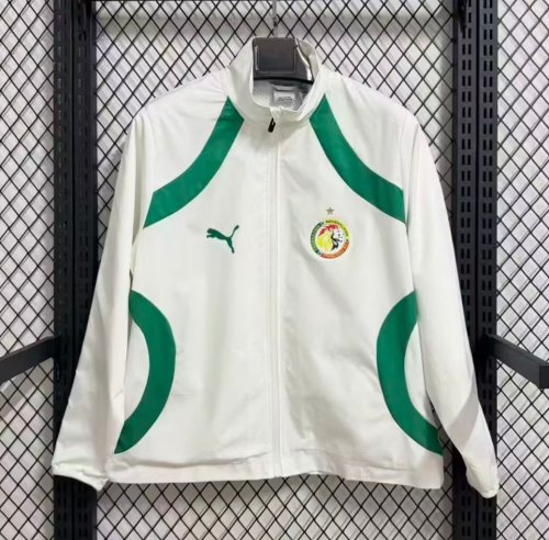 25/26 Senegal White with Green Full Zipper Windbreaker