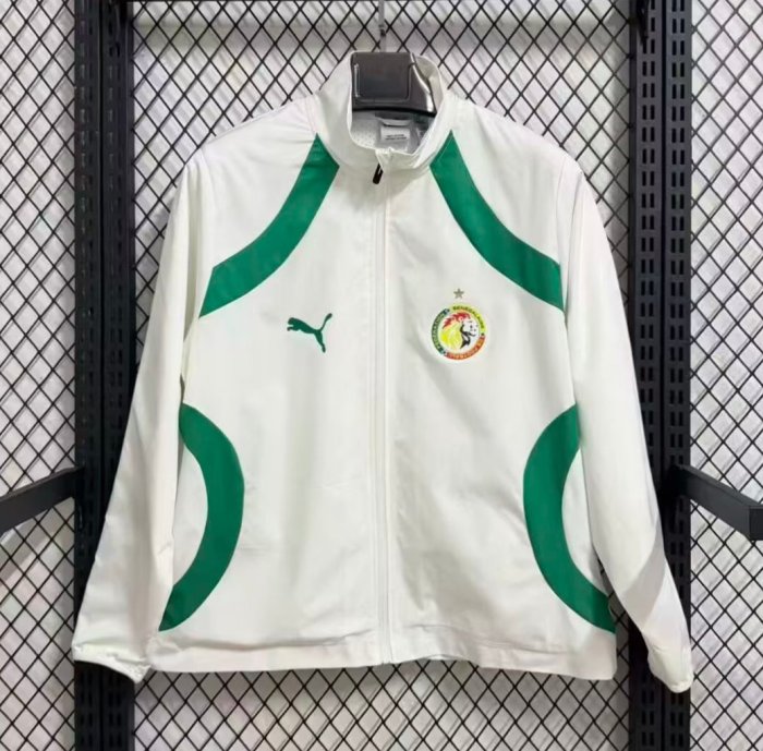 25/26 Senegal White with Green Full Zipper Windbreaker
