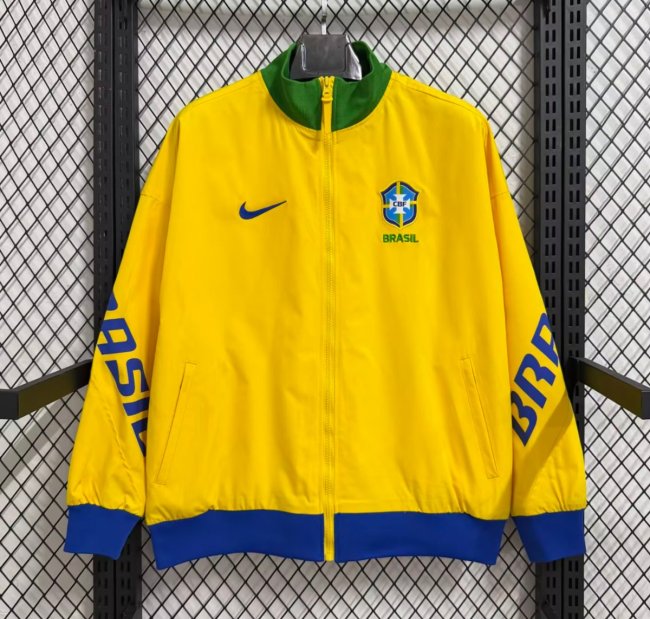 26/26 Brazil Yellow Full Zipper Windbreaker