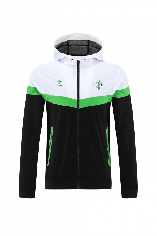 25/26 Real Betis White Black Green  Full zipper Jacket Tracksuit+ long pants