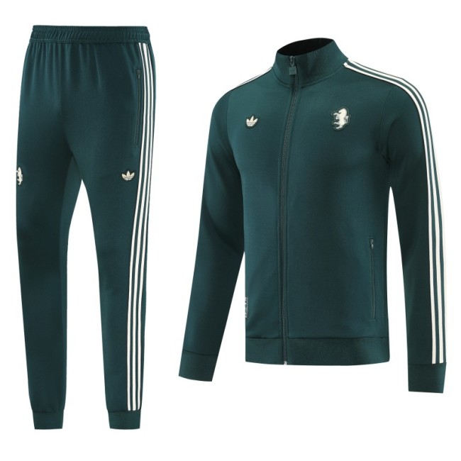 25/26 Juventus Retro Dark Green Full zipper Jacket Tracksuit+ long pants