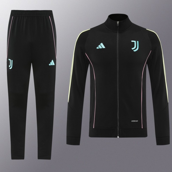 25/26  Juventus Black  Full zipper Jacket Tracksuit+ long pants