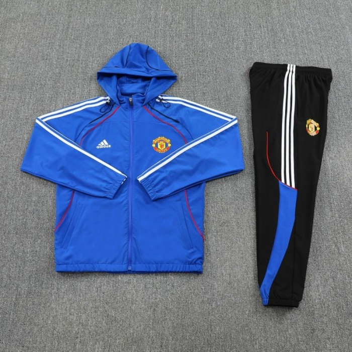 25/26 Manchester United Blue Full zipper Jacket Tracksuit+ long pants