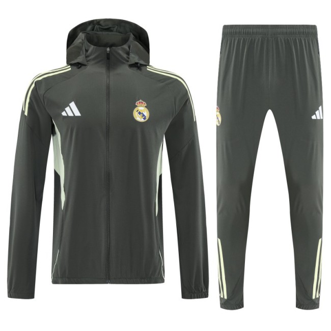 25/26 Real Madrid Dark Grey Green Full zipper Jacket Tracksuit+ long pants