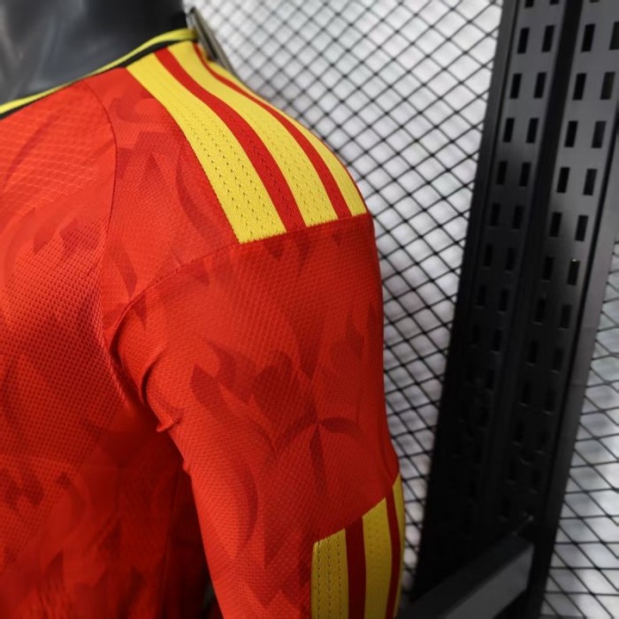 Player Version 2026 Belgium Home Red Long Sleeve Jersey