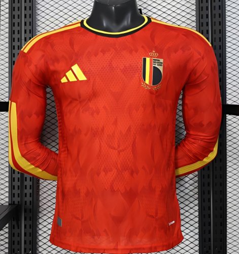 Player Version 2026 Belgium Home Red Long Sleeve Jersey