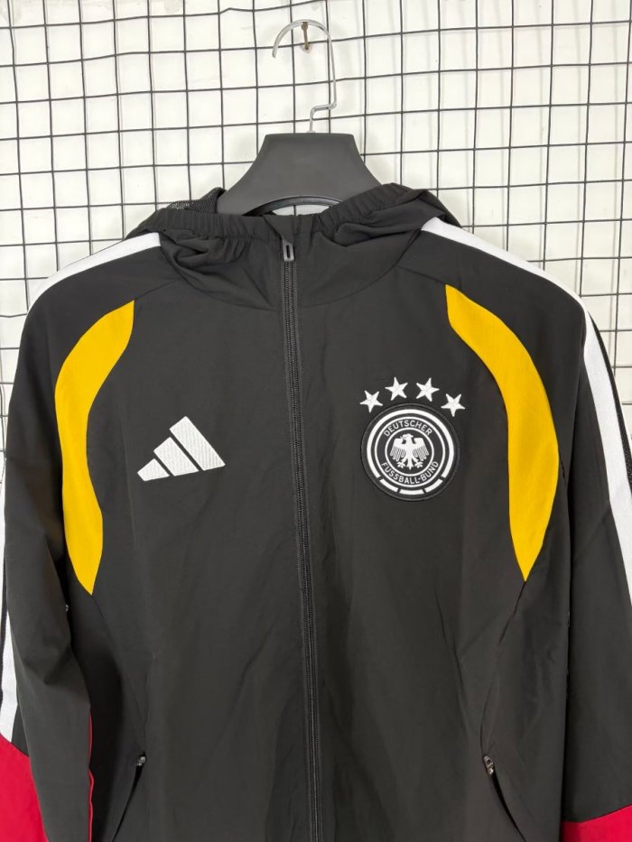 2026 Germany Black Full Zipper Windbreaker