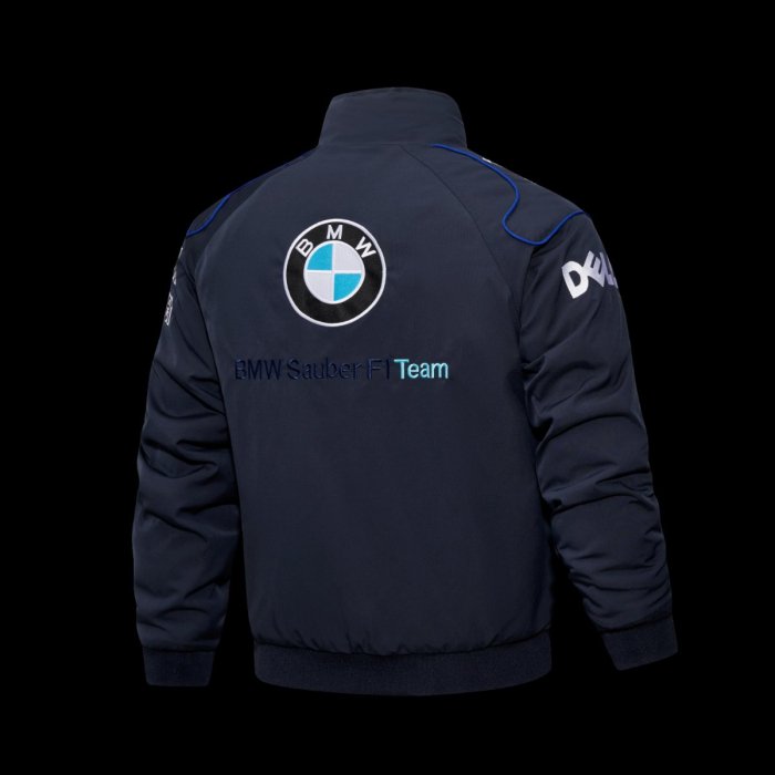 2026 F1 BMW M Power Petronas Navy Blue Motorsport Racing Jacket with Embroidered Logo Patches
