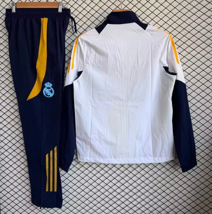 25/26 Real Madrid White with Navy Blue Full zipper Jacket Tracksuit+ long pants