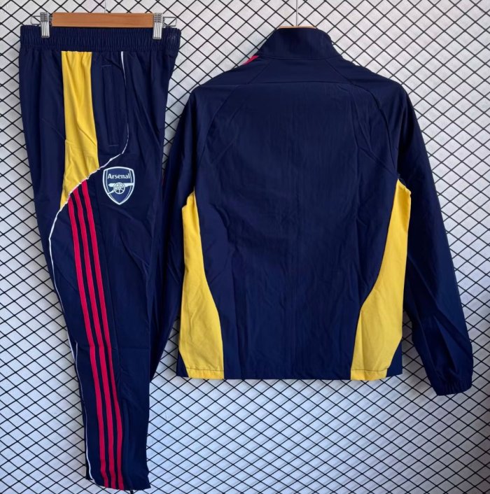 25/26 Arsenal Navy Blue with Red Full zipper Jacket Tracksuit+ long pants