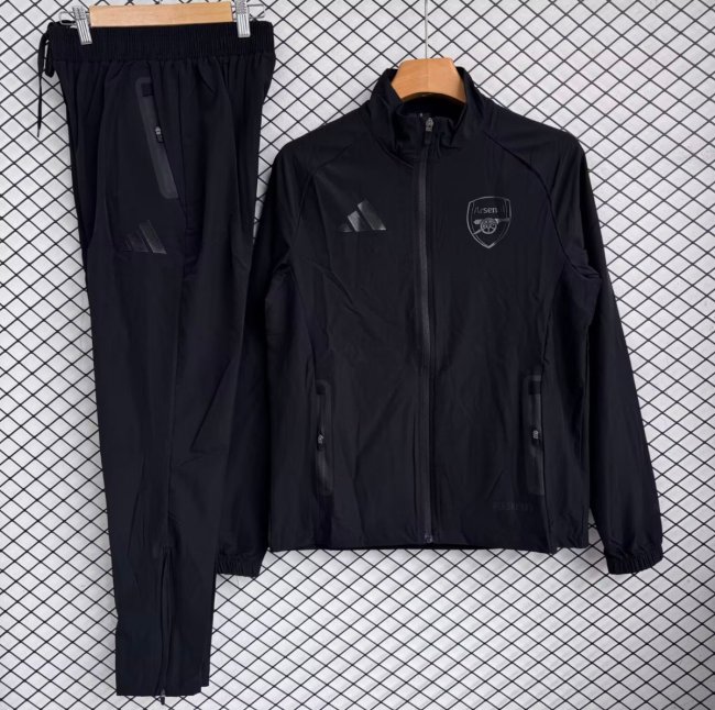 25/26 Arsenal Black Full zipper Jacket Tracksuit+ long pants