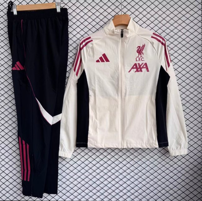 25/26 Liverpool White with Black Full zipper Jacket Tracksuit+ long pants