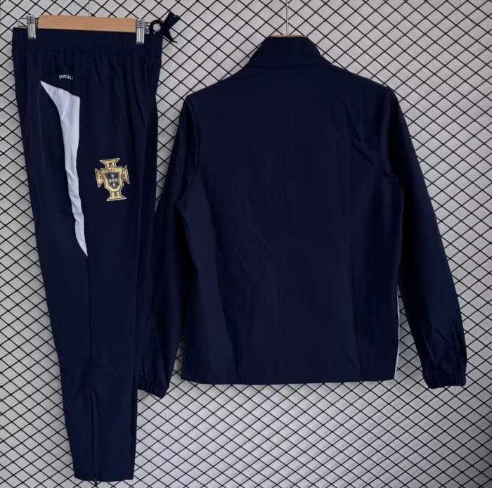25/26 Portugal National Team Navy with White Full zipper Jacket Tracksuit+ long pants