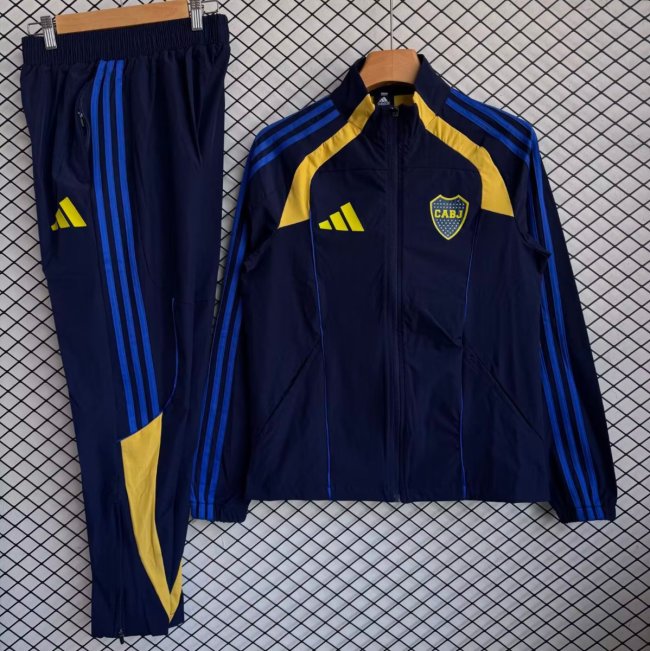 25/26 Boca Juniors Navy with Blue Full zipper Jacket Tracksuit+ long pants