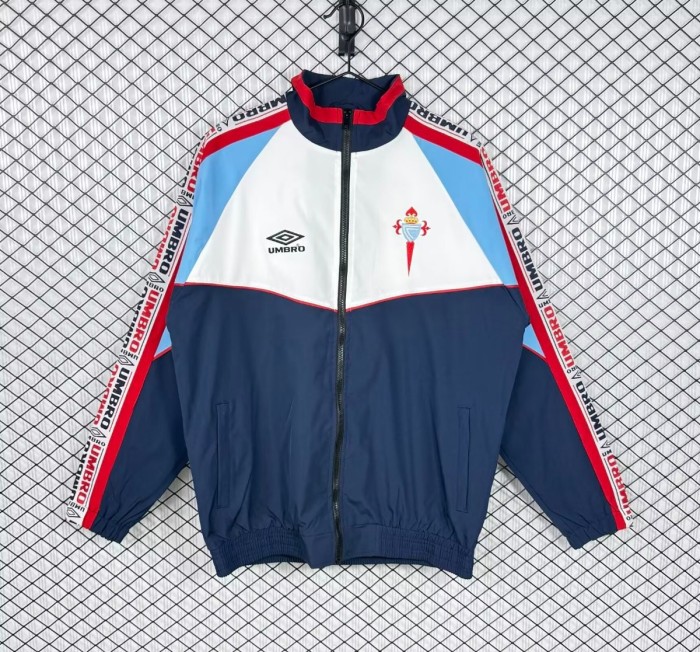 Retro 98/99 Celta Navy/White Full Zipper Windbreaker