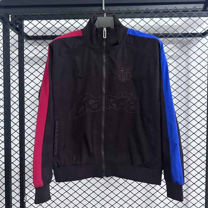 25/26 Barcelona Black/Red/Blue Full Zipper Windbreaker