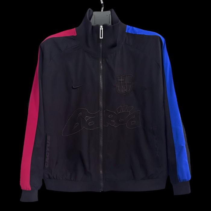 25/26 Barcelona Black/Red/Blue Full Zipper Windbreaker