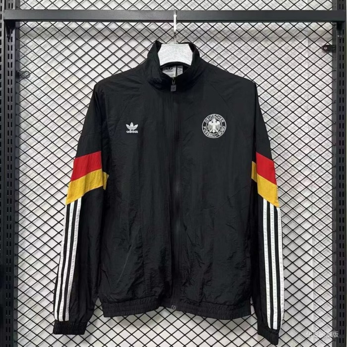 2026 Germany Black Full Zipper Windbreaker