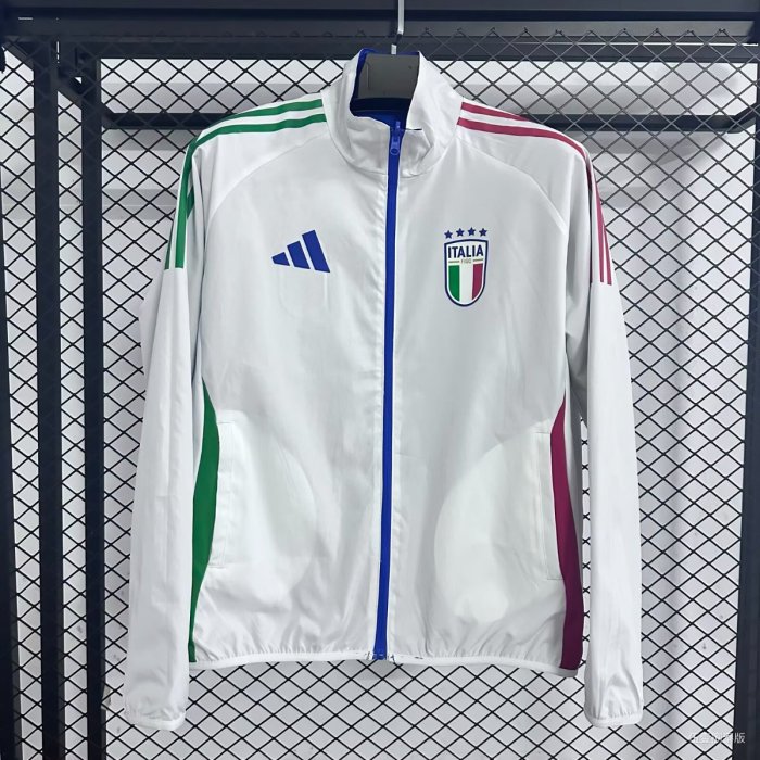 2026 Italy White Full Zipper Windbreaker