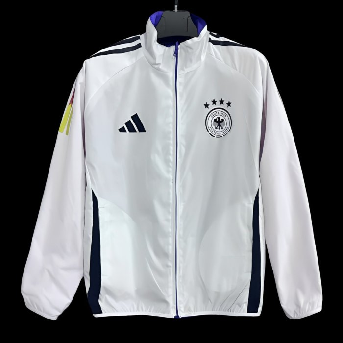 2026 Germany White Full Zipper Windbreaker