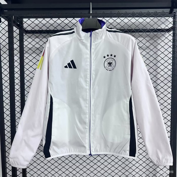 2026 Germany White Full Zipper Windbreaker