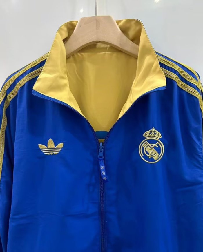 25/26 Real Madrid Golden/Blue Full Zipper Windbreaker