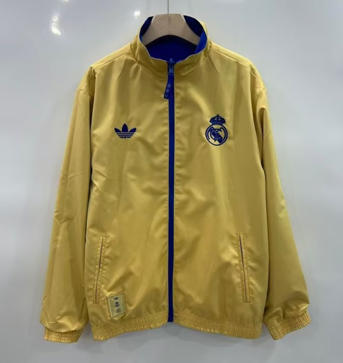 25/26 Real Madrid Golden/Blue Full Zipper Windbreaker