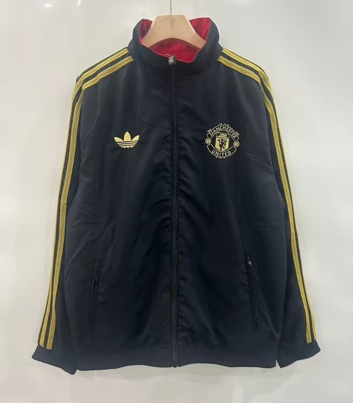 25/26 Manchester United Red/Black Reversible Full Zipper Windbreaker