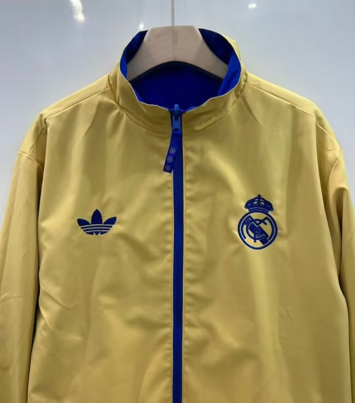25/26 Real Madrid Golden/Blue Full Zipper Windbreaker