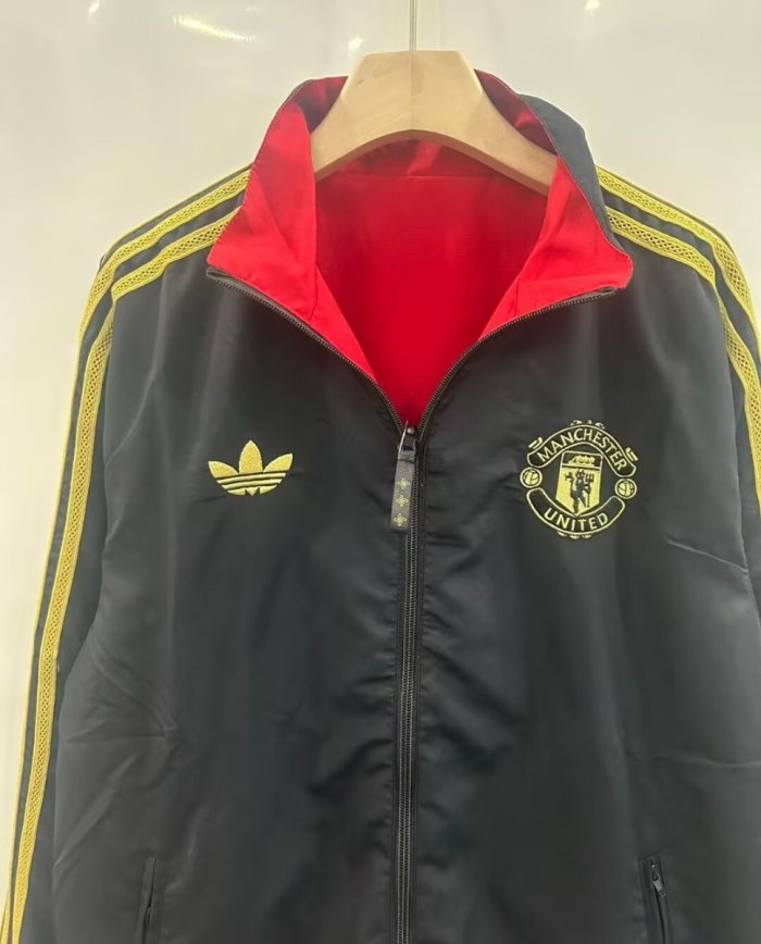 25/26 Manchester United Red/Black Reversible Full Zipper Windbreaker