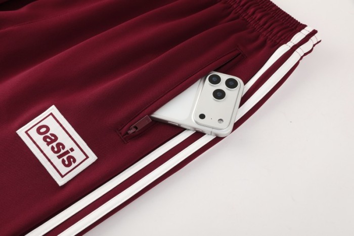2026 Adidas x OASIS Wine Full Zipper Jacket + Long Pants