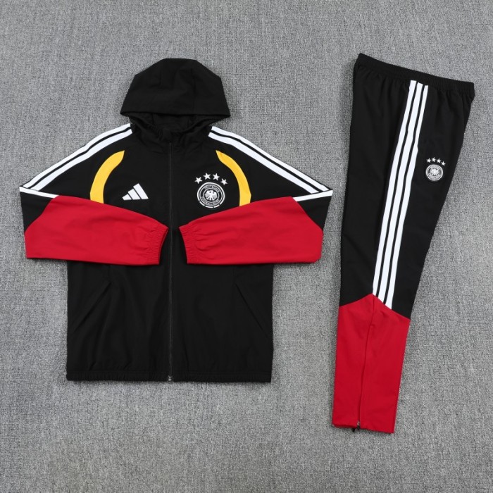 2026 Germany Hoodie Black Full Zipper Windbreaker + Long Pants