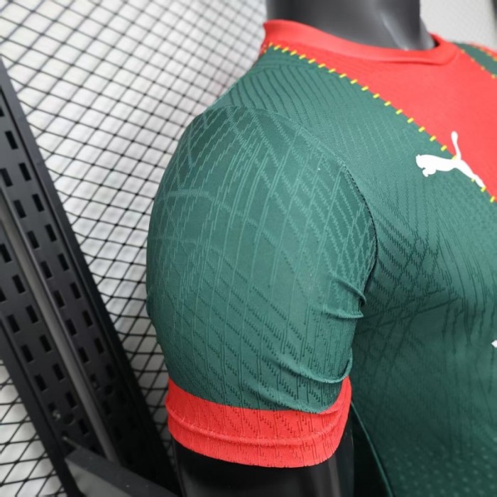 25/26 Player Version Marseille Red and Green with Morocco Flag Design Jersey