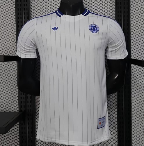 2026 Player Version Colombia White with Blue Vertical Stripe Jersey