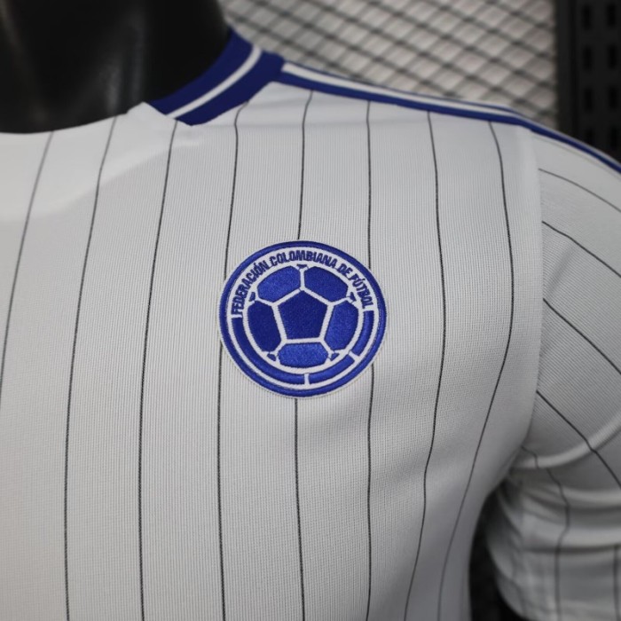 2026 Player Version Colombia White with Blue Vertical Stripe Jersey