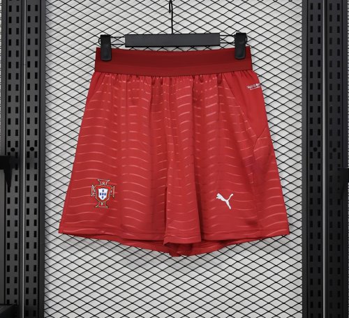 2026 Player Version Portugal Red with Wave Pattern Shorts