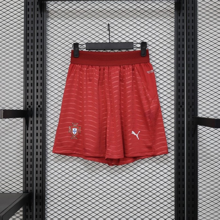 2026 Player Version Portugal Red with Wave Pattern Shorts