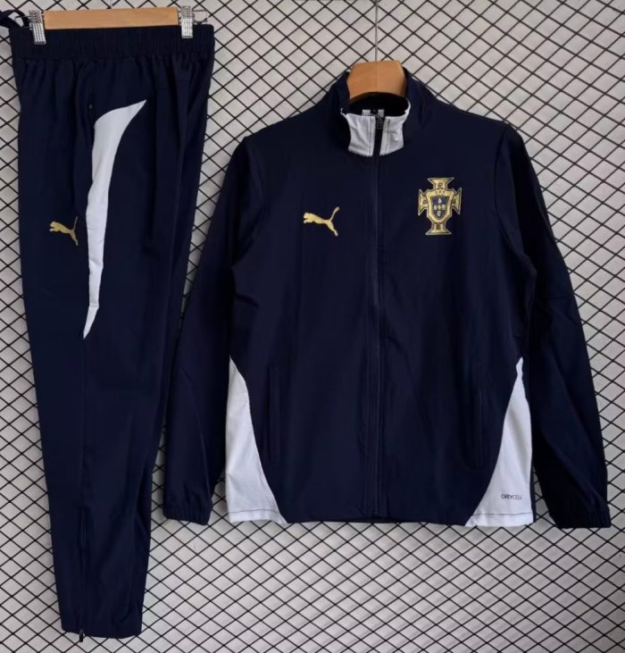 2026 Portugal Navy Full Zipper Windbreaker + Long Pants