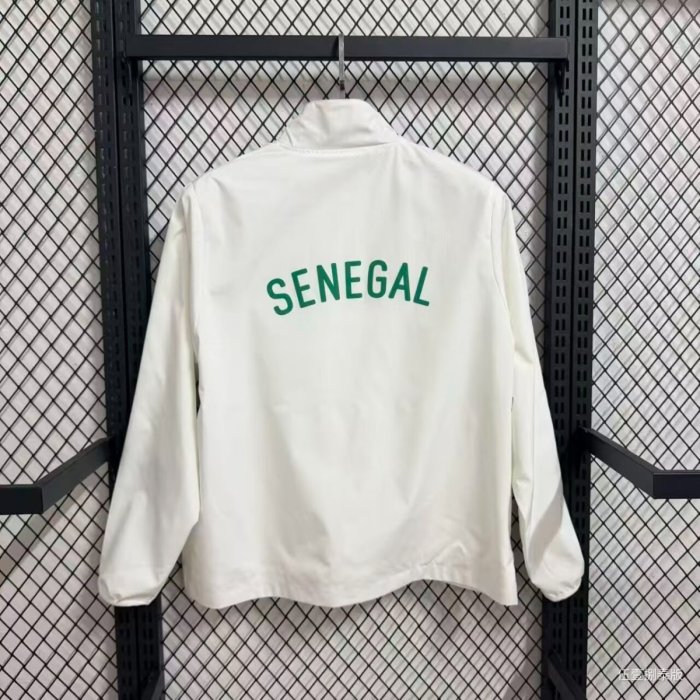 2026 Senegal White Full Zipper Windbreaker